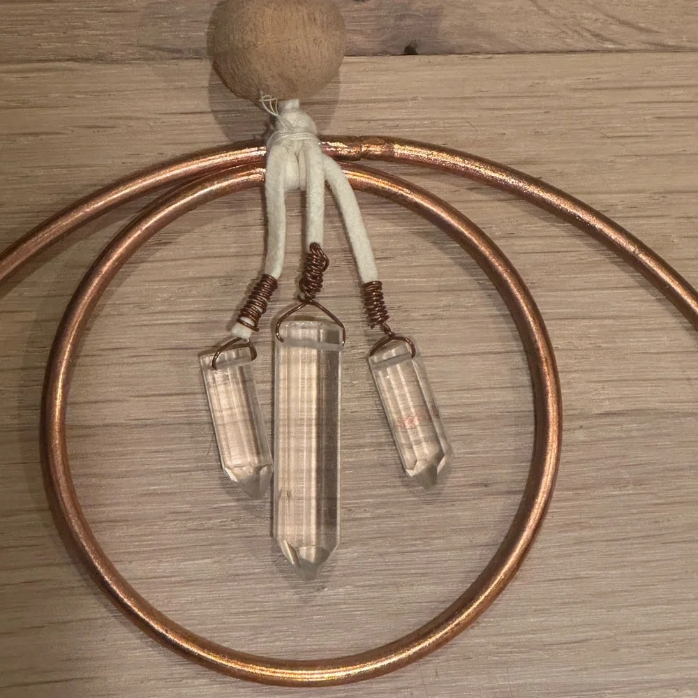 Boho White and Copper Feather Wall Hanging